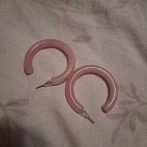 vintage 1980s  pink  half hoop earrings